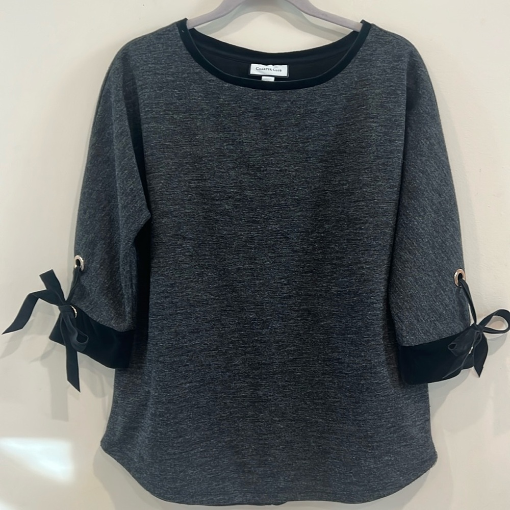 Charter Club Women's Grey Top‎ Size M